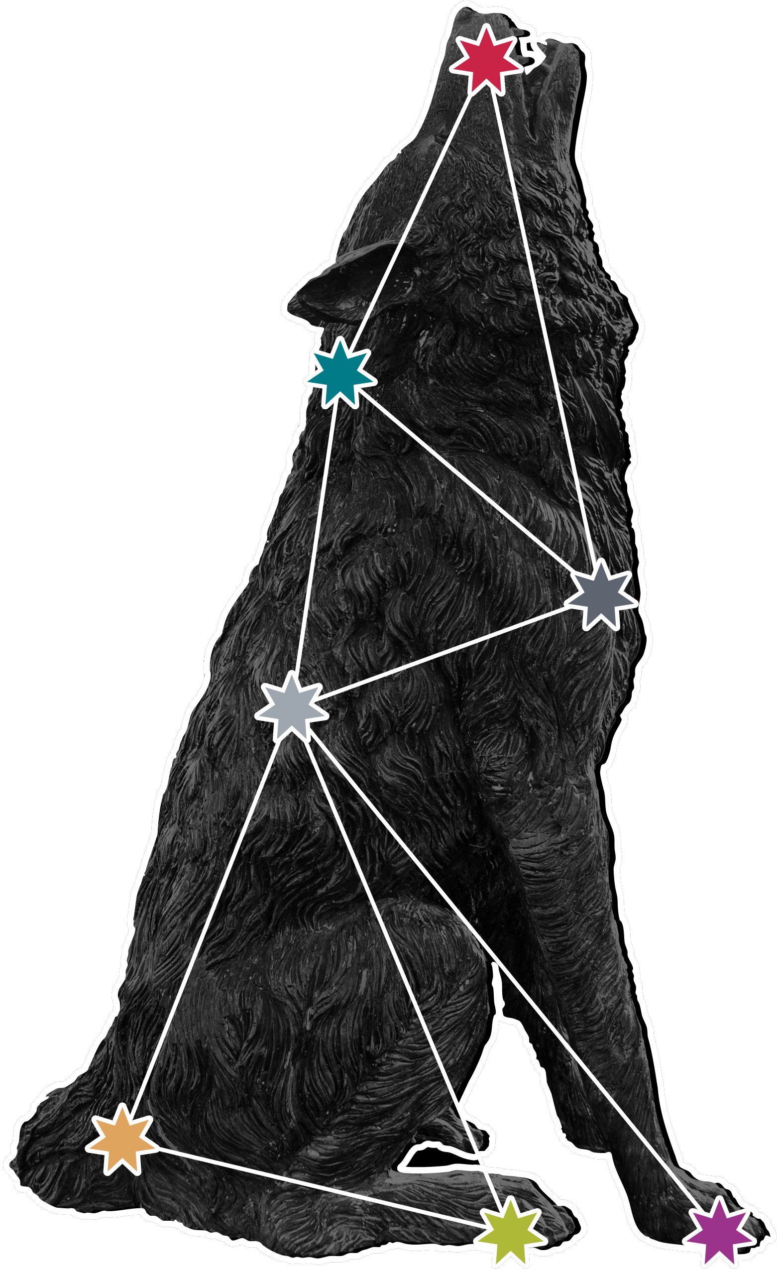 a graphic of a lobo with 7 stars