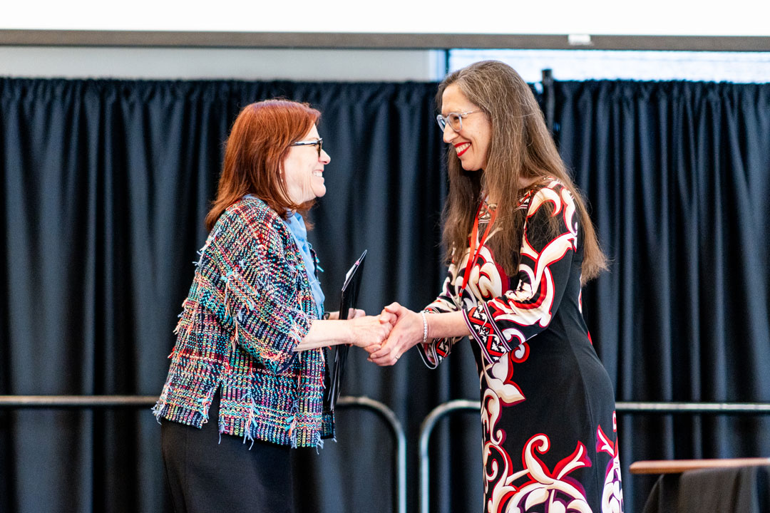 A teaching award presentation